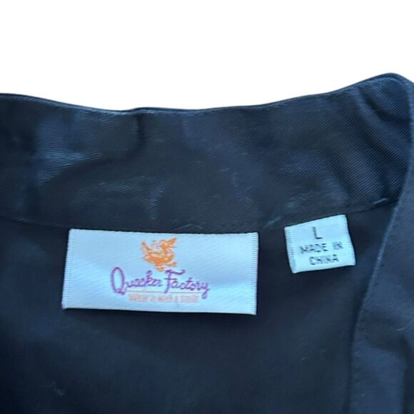 Vintage NWOT Quaker Factory Black Embroidered Dragon Fly Zip Front POCKET - Picture 6 of 9